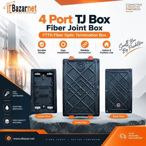 4Port TJ Box with Cap Fiber Optic Joint Box For FTTH Network Image