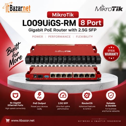 MikroTik Router L009UiGS-RM 8Port Gigabit with 2.5G SFP & PoE