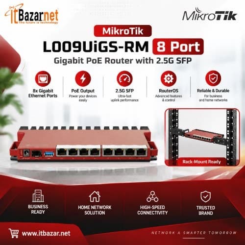 MikroTik Router L009UiGS-RM 8Port Gigabit with 2.5G SFP & PoE Image