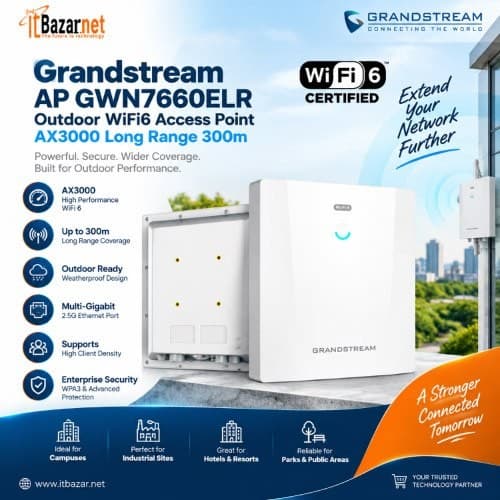 Grandstream Ap GWN7660ELR Outdoor WiFi6 Access Point AX3000 Long Range 300m Image