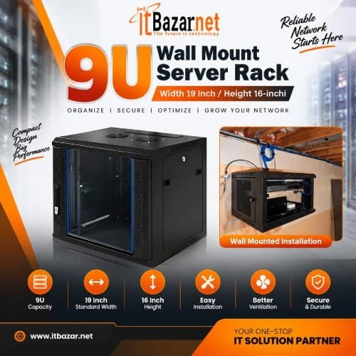 9U Wall Mount Server Rack  Width 19 Inch/Height 16-inchi Image