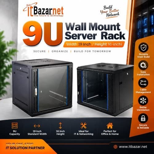 9U Wall Mount Server Rack  Width 19 Inch/Height 16-inchi Image