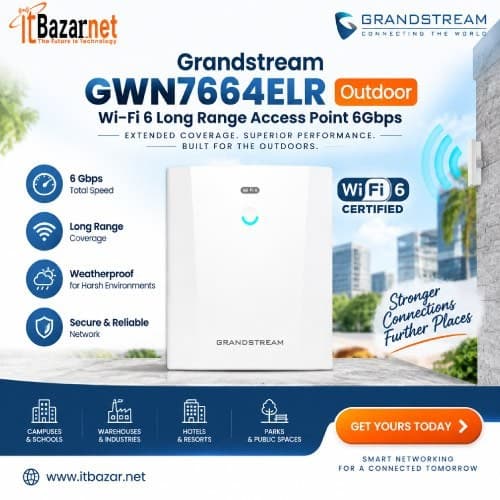 Grandstream GWN7664ELR Outdoor AX6000 WiFi6 Access Point 2.5G PoE+ & SFP Image