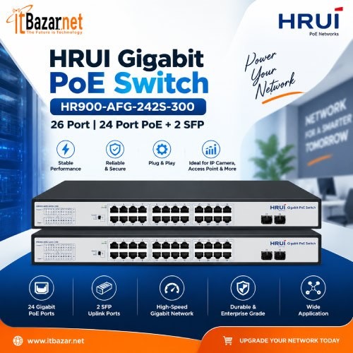 Gigabit PoE Switch Hrui HR900-AFG-242S-300 Intelligent 26Port Gigabit Switch