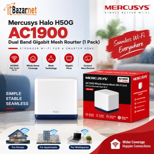 Mercusys Halo H50G AC1900 Whole Home Mesh WiFi 1Pack Image