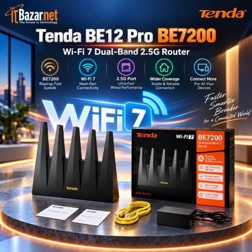 Tenda BE12Pro BE7200 WiFi7 Dual Band Router 2.5G High Speed Router Image