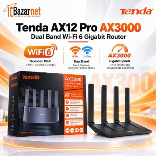 Tenda AX12 Pro AX3000 WiFi6 Dual Band Gigabit Wireless Router