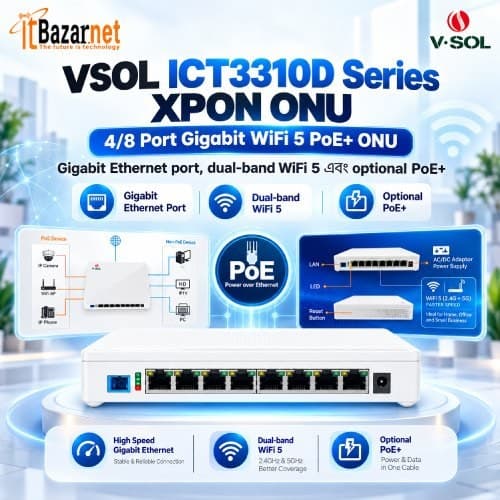 VSOL ICT3310D XPON ONU 8Port Gigabit WiFi+PoE ONU Image