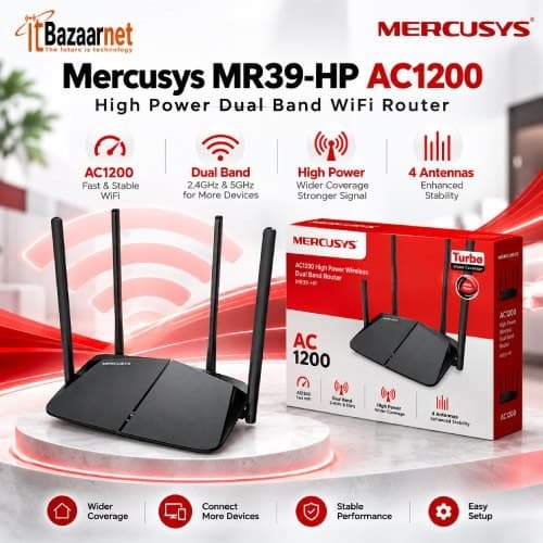 Mercusys MR39HP AC1200 High Power Dual Band WiFi Router Image