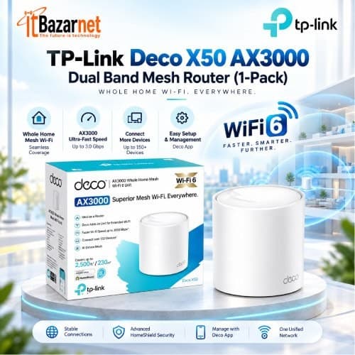 TPLink Deco X50 AX3000 WiFi6 Mesh Router 1Pack