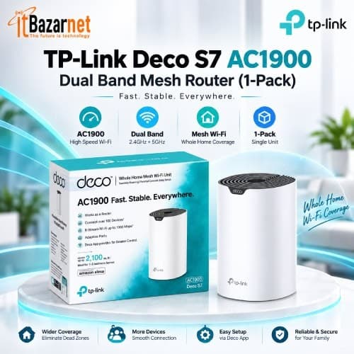 TPLink Deco S7 AC1900 Whole Home Mesh WiFi Router 1Pack Image