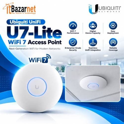 UniFi U7Lite Ubiquiti WiFi7 Dual Band PoE Access Point Image