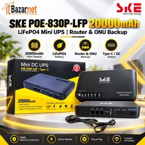 SKE Mini UPS POE-830P-LFP 20000mAh LiFePO4 Mini UPS Image