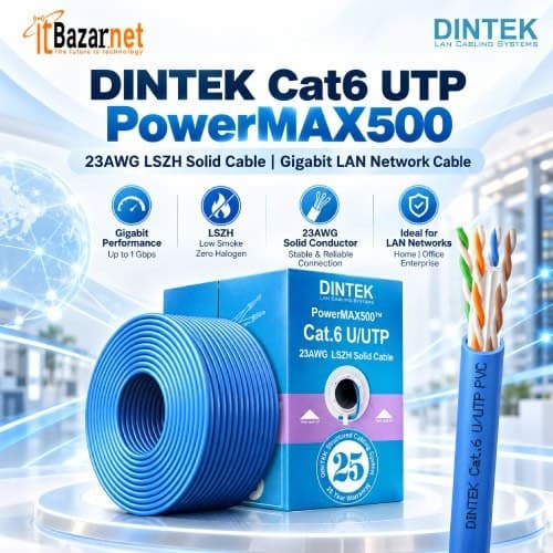 Dintek Cat6 UTP Cable PowerMAX500 23AWG LSZH Solid Cable