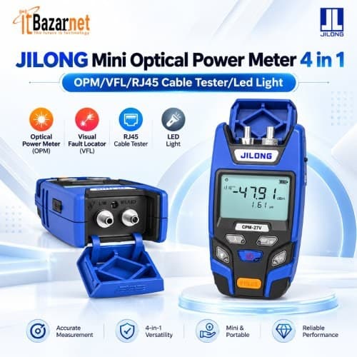 JILONG Power Meter Mini 4 in 1 OPMVFLRj45 Cable TesterLed Light Image