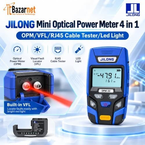 JILONG Power Meter Mini  4 in 1 OPMVFLRj45 Cable TesterLed Light Image