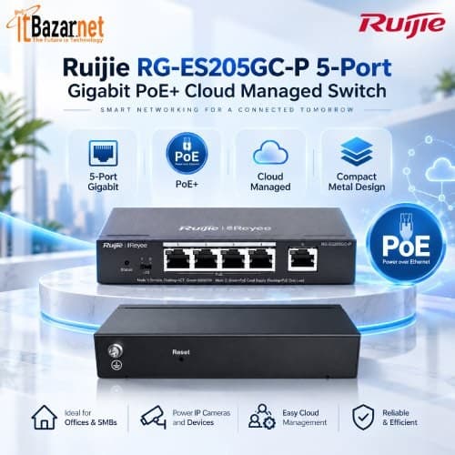 Ruijie Managed PoE Switch RG-ES205GC-P 5Port Gigabit Smart Cloud Managed Image