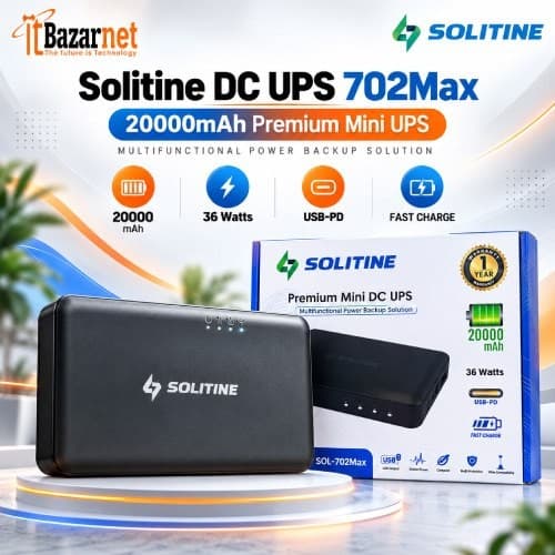 Solitine 702 MAX 2000Mah Mini DC UPS For Router ONU Backup Image