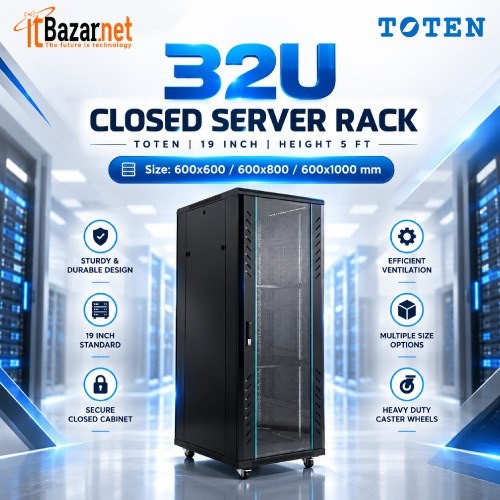 32U Closed Server Rack Toten 19Inch Hight 5 Fit With Cooler Image