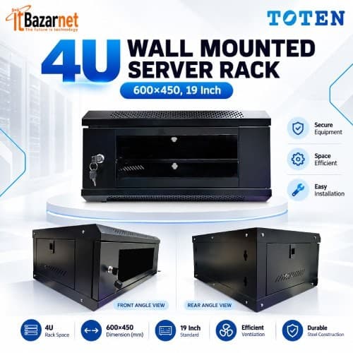 4U Wall Mount Server Rack 19Inch With PDU