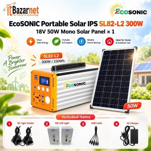 EcoSONIC Portable Solar IPS SL82-L2 300W 50W Mono Solar Panel Image