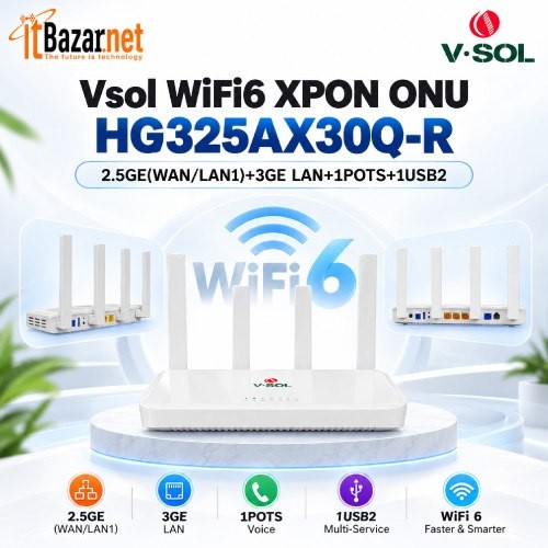 VSOL WiFi6 XPON ONU HG325AX30Q-R AX3000 2.5G ONU