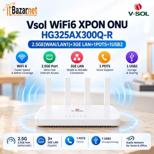 VSOL WiFi6 XPON ONU HG325AX30Q-R AX3000 2.5G ONU Image