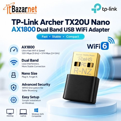 TPLink USB Adapter TX20U Nano AX1800 WiFi6 Image