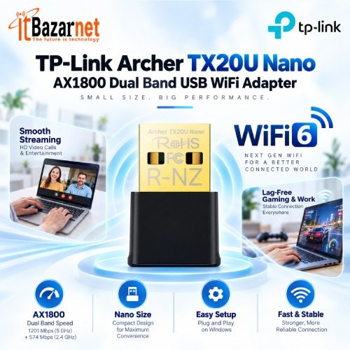 TPLink USB Adapter TX20U Nano AX1800 WiFi6 Image