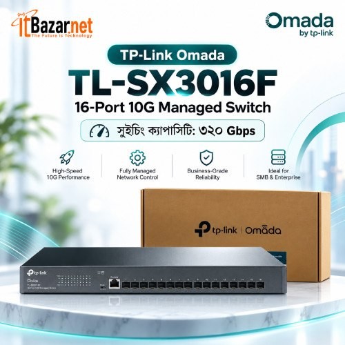 Omada 16Port 10G Switch TLSX3016F SFP+ Managed Switch