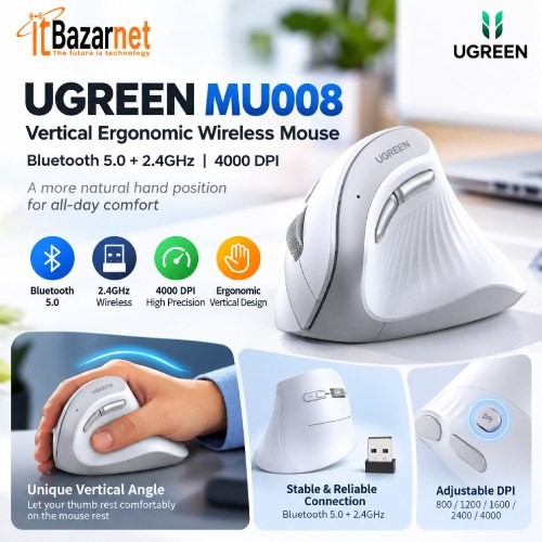 UGREEN Vertical Mouse MU008 Wireless Mouse Image