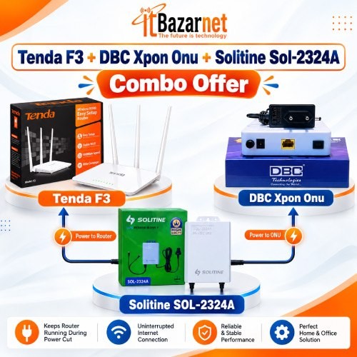 Tenda F3 +DBC Xpon onu,Solitine Dc UPS Combo offer