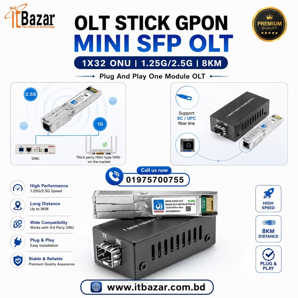 SFP GPON Stick OLT HSGQ-GS01KIT Image