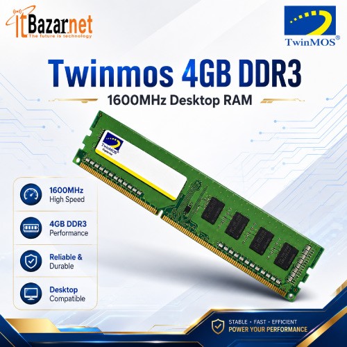 TwinMOS 4GB DDR3 1600MHz Desktop RAM Image