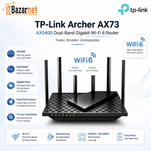 Tplink Archer AX73 AX5400 Dual Band Gigabit WiFi6 Router Image