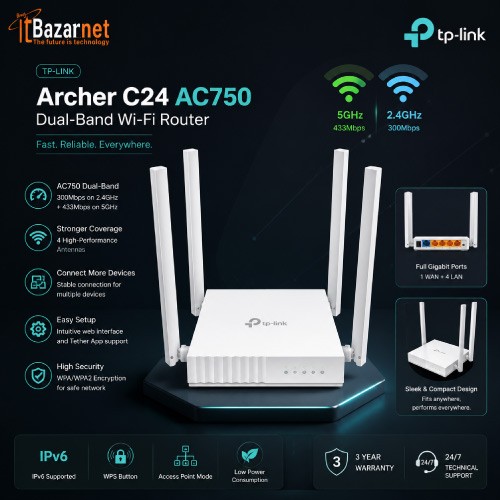 TP-Link Archer C24 AC750 Dual-Band Wireless Router Image