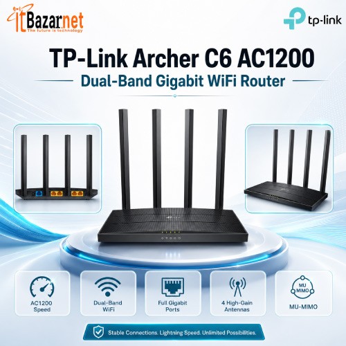 TP-Link Archer C6 AC1200 Dual-Band Gigabit WiFi Router Image