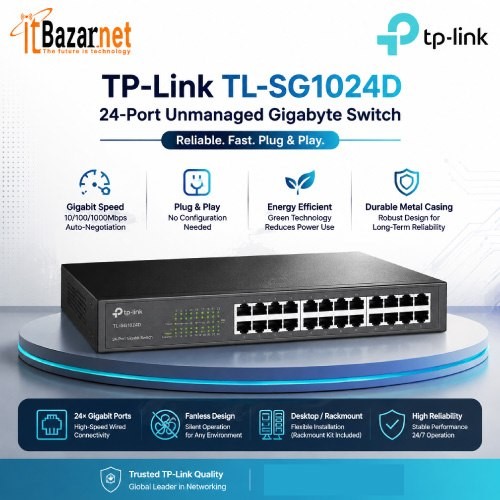 TPLink TL-SG1024D 24Port Gigabit Desktop Rackmount Switch Image