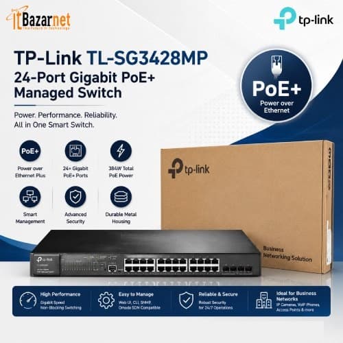 TPLink TL-SG3428MP 28-Port Gigabit L2+ Managed PoE+ Switch 24-Port PoE 384W Image