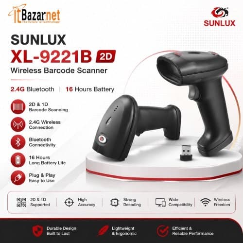 SUNLUX XL-9221B 2D Wireless Barcode Scanner Image