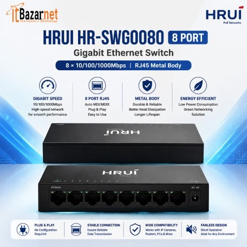 HRUI HR-SWG0080 8Port Gigabit Metal Body Switch Image
