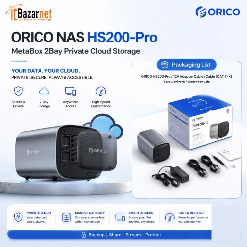 ORICO NAS HS200-Pro MetaBox 2Bay Private Cloud Storage Image