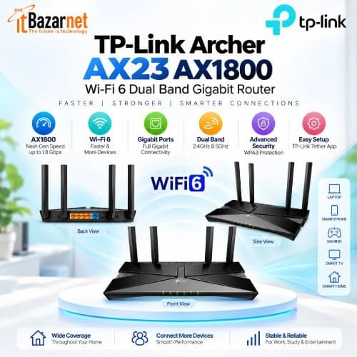 TPLink Archer AX23 AX1800 WiFi6 Dual Band Gigabit Router Image