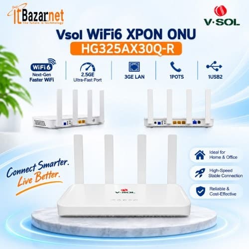 VSOL WiFi6 XPON ONU HG325AX30Q-R AX3000 2.5G ONU Image